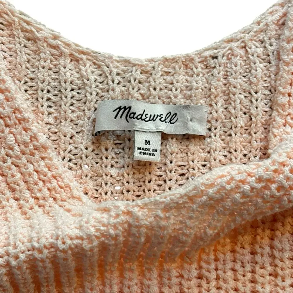 Madewell V Neck Sweater Tank Light Pink Cotton Blend Relaxed Beachy Medium